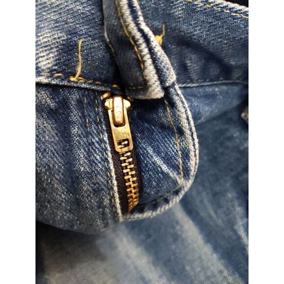 Lee Riders Denim Blue Jeans 35x28 Talon 42 Zipper Mens 1970s Dark Wash Straight - Picture 7 of 14